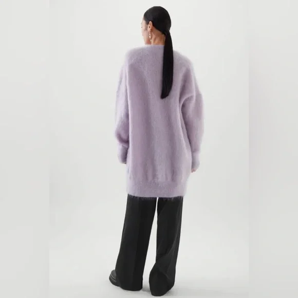 Lavender LONGLINE MOHAIR CARDIGAN - COS - Picture 4 of 7
